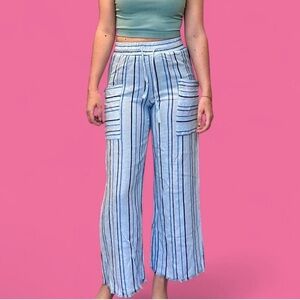 Striped Blue linen Lounge Pants